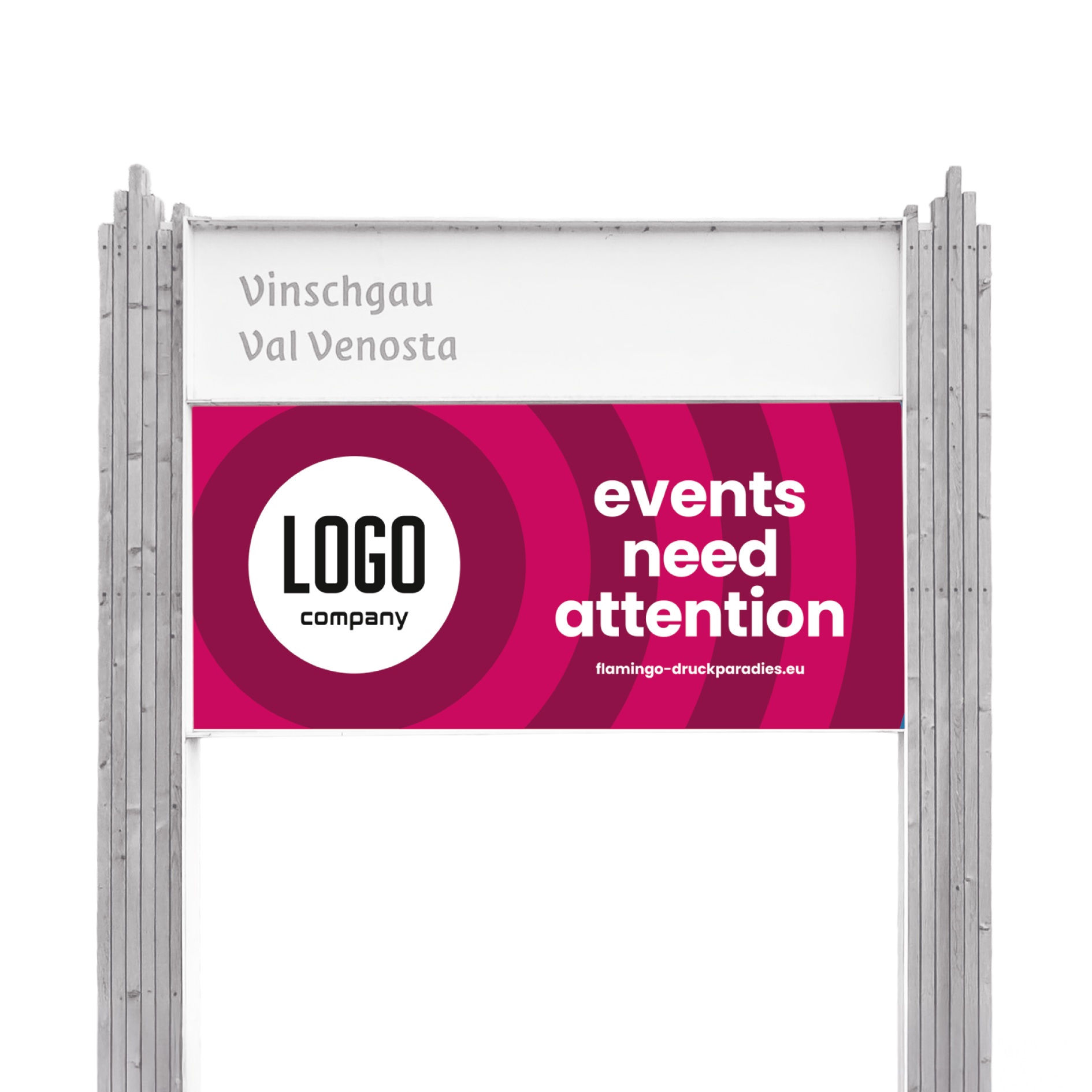 Werbeschild Ortseinfahrt Reschen/St.Valentin/Langtaufers